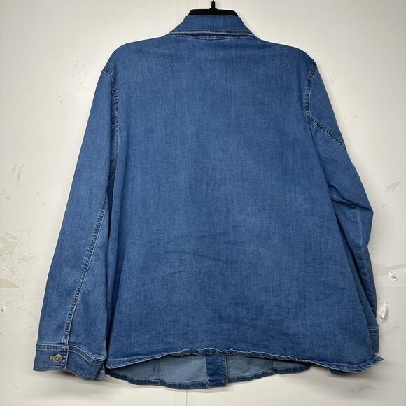 Alfred Dunner Women’s Light Wash Denim Jacket Floral Butterfly Embroidered 1X - Picture 14 of 14